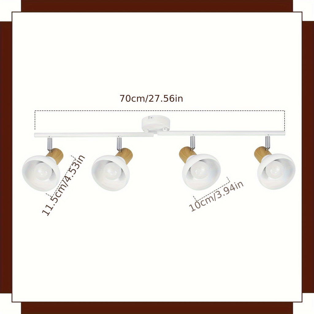 Plafonnier spots E14 à col effet bois, rampe de 150 cm ou 3 alignés