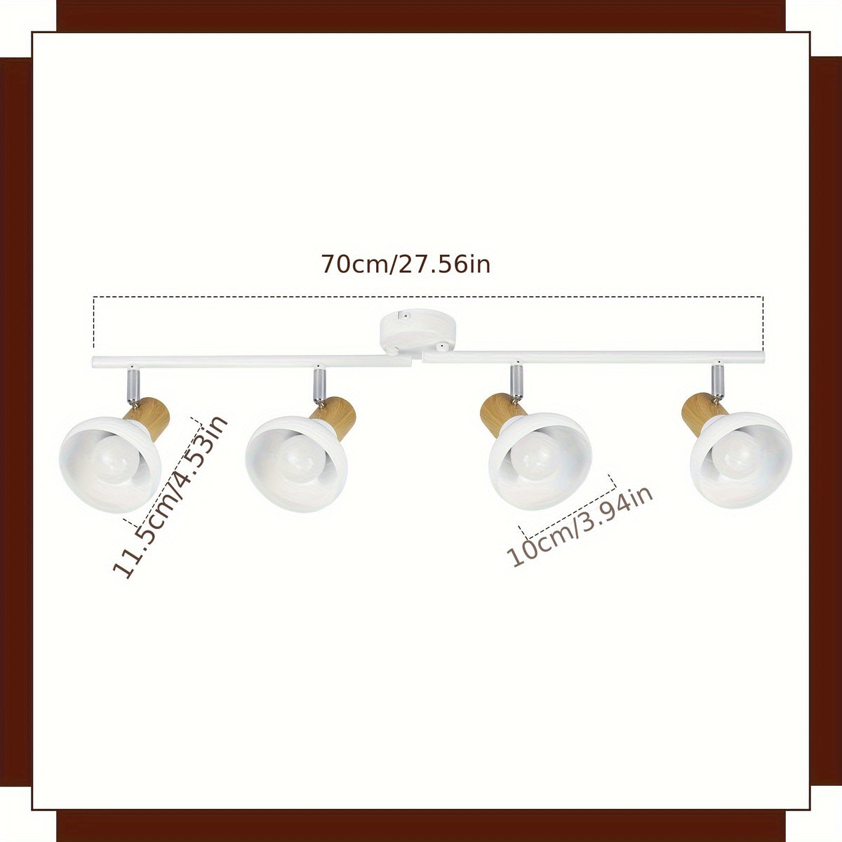 Plafonnier spots E14 à col effet bois, rampe de 150 cm ou 3 alignés