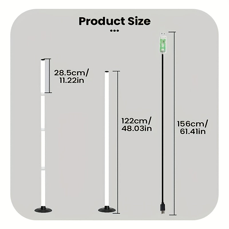 Lampadaire LED RVB à quatre segments, appli et minuterie, 122 cm