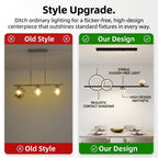 Lustre LED linéaire de 100 cm, double anneau et globes de cristal