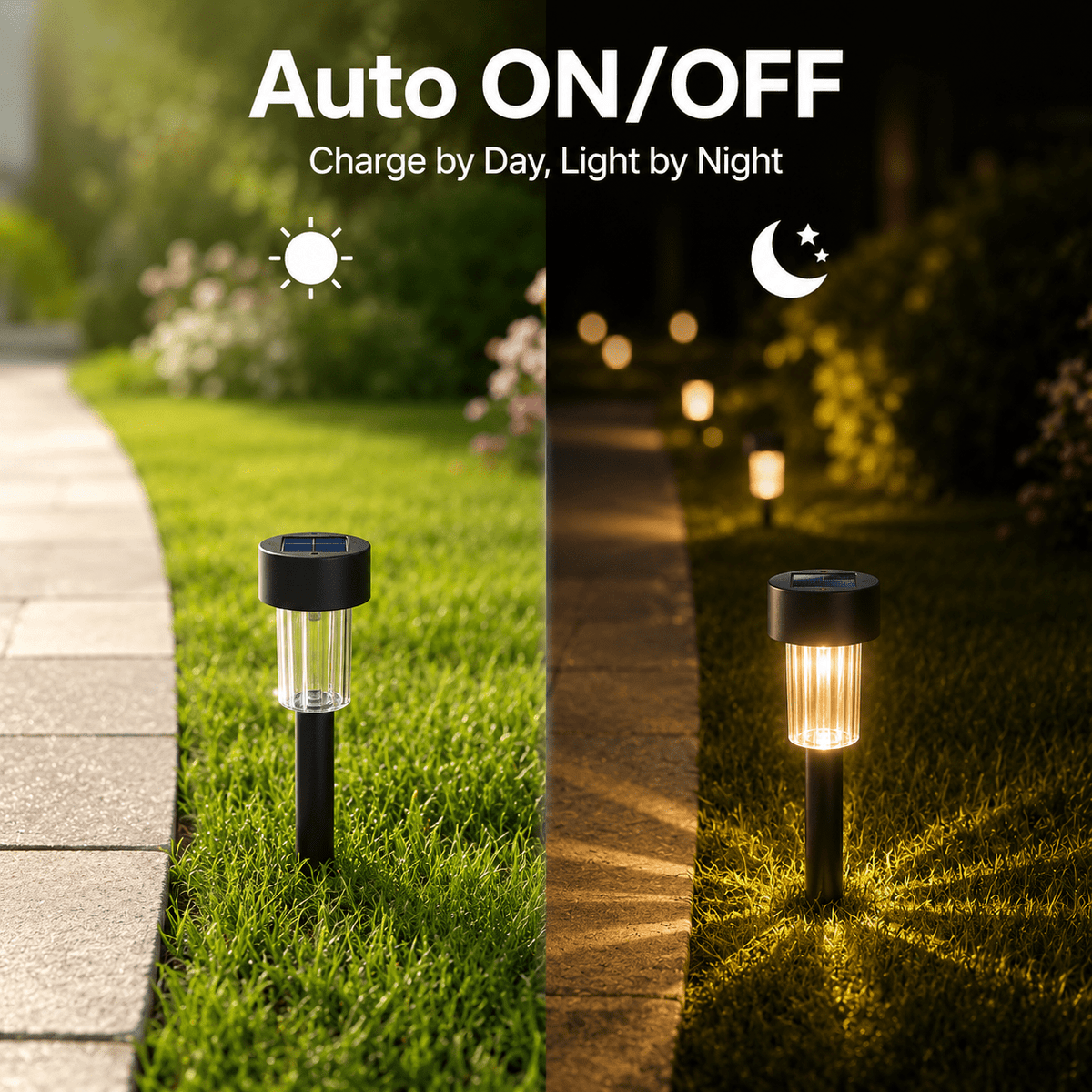 Lot de 24 balises solaires de jardin noires à 3 lumières, IP44