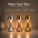 Petite lampe sans fil à chapeau conique en métal doré, 20,5 cm