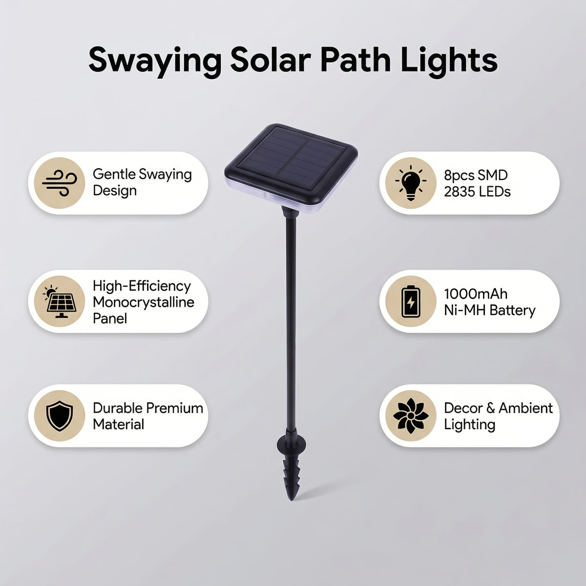 Lampe solaire de jardin oscillante sur tige souple, lot de 4 IP65