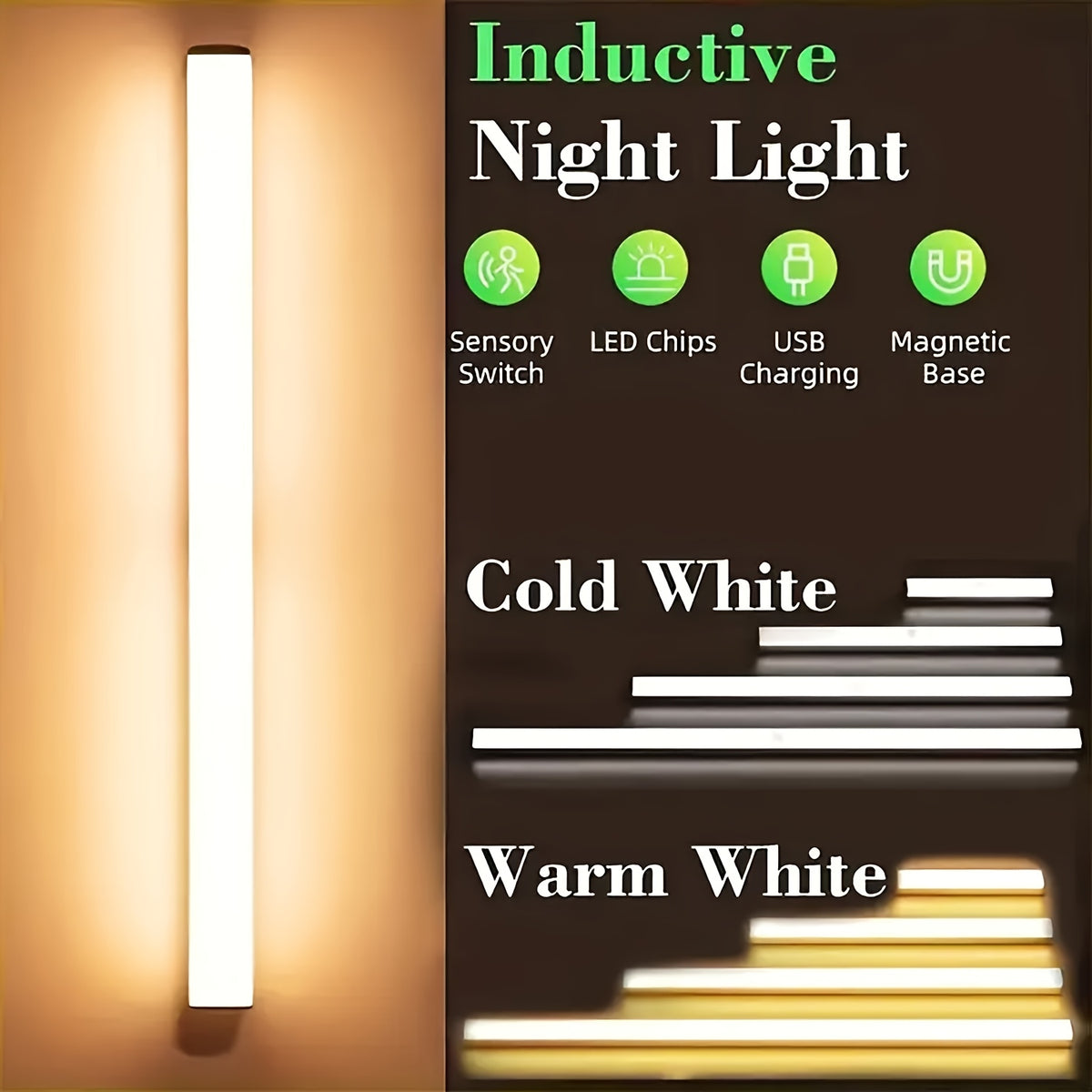Lot de 6 lampes LED à détecteur pour toute la maison, 10 à 50 cm