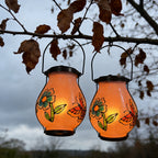 Suspension solaire d'extérieur peinte fleur et papillon, IP44