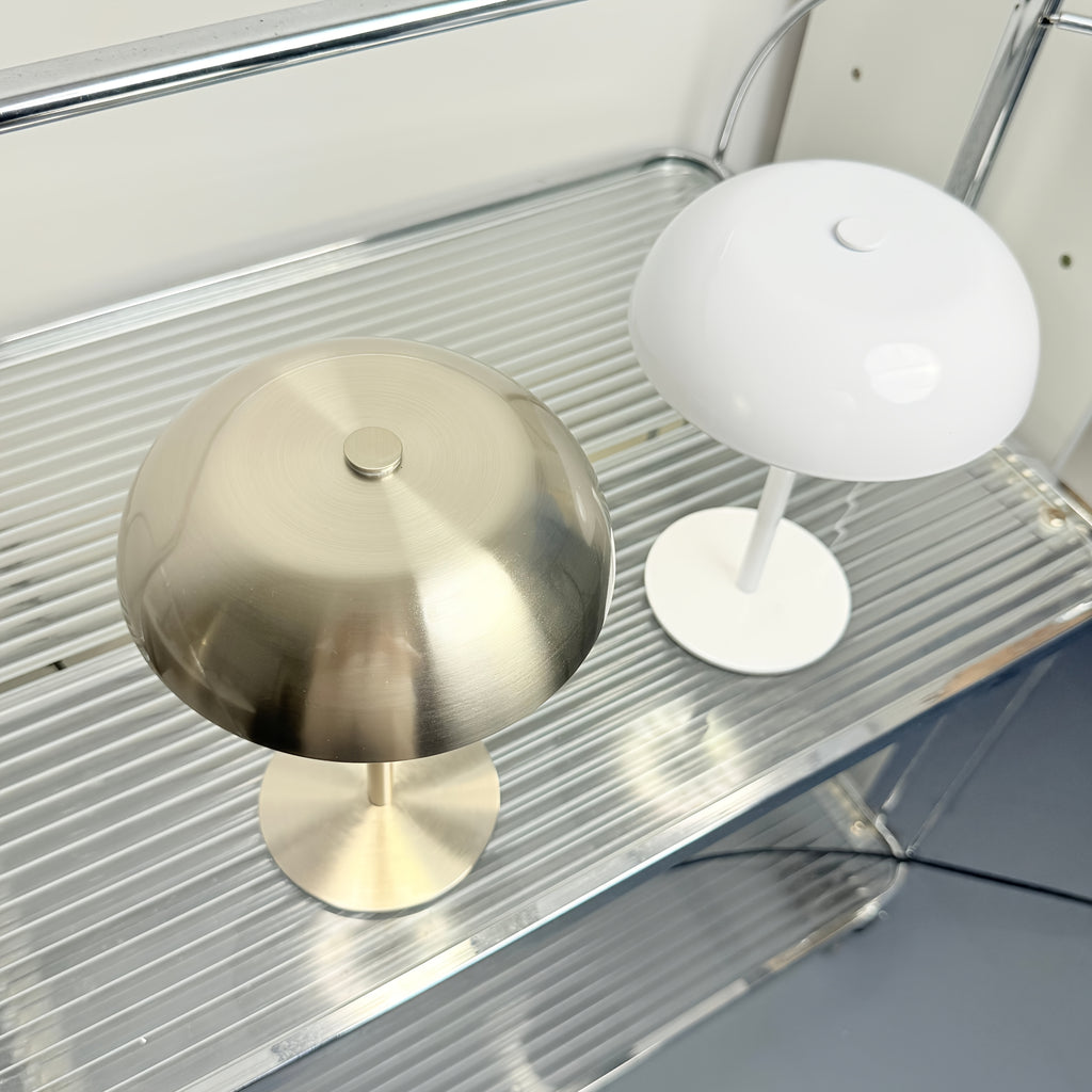 Lot de 2 lampes champignon sans fil en métal doré brossé, tactiles
