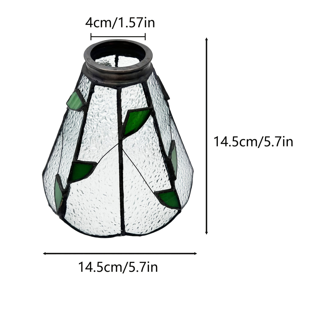 Verre de remplacement façon vitrail à feuilles vertes, Ø 14,5 cm