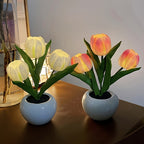 Lampe décorative bouquet de tulipes LED en pot céramique