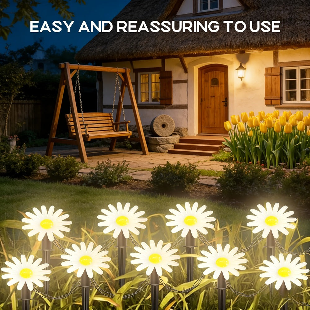 Guirlande solaire marguerites blanches ou colorées, 10 modes