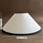 Abat-jour conique blanc à liseré noir, toile aspect lin, Ø 35 cm