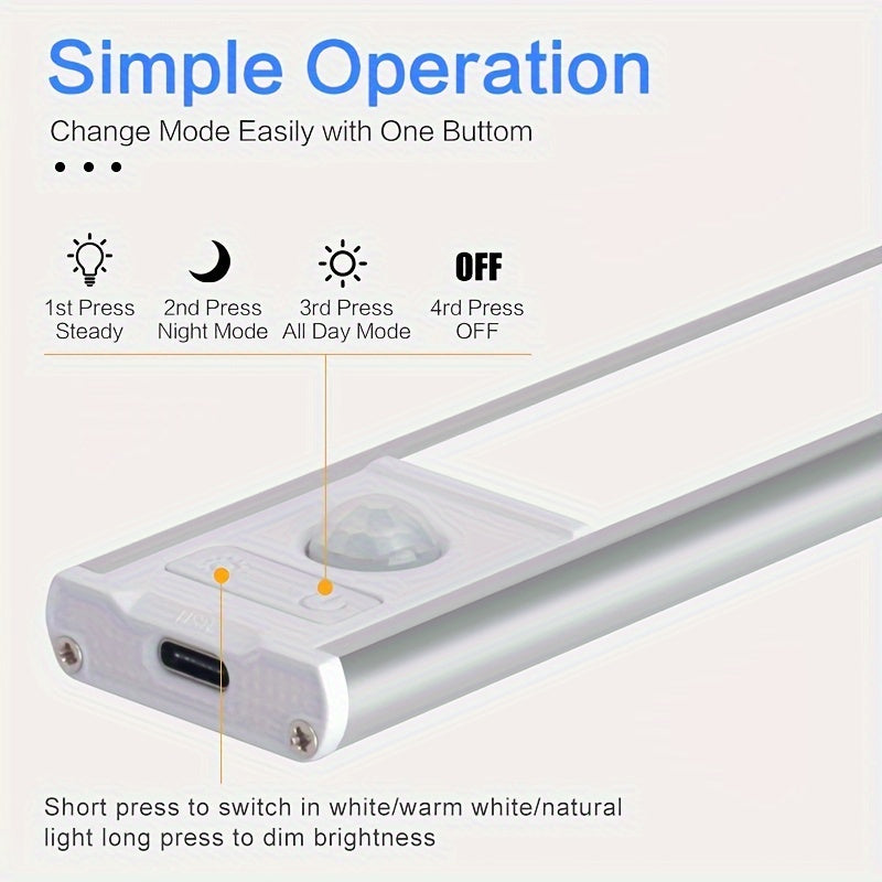 Réglette LED sans fil en aluminium à détecteur, 10 à 50 cm