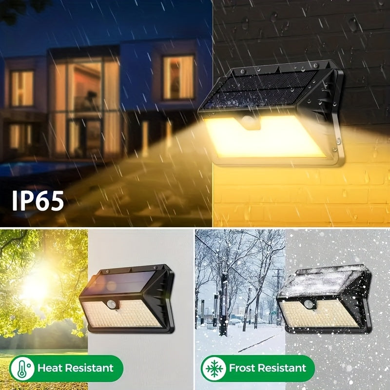 Applique solaire 185 LED blanc chaud à détecteur, IP65, lot de 2 ou 4