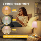 Lampe de table sans fil plissée sur dôme doré, tactile, 6 coloris
