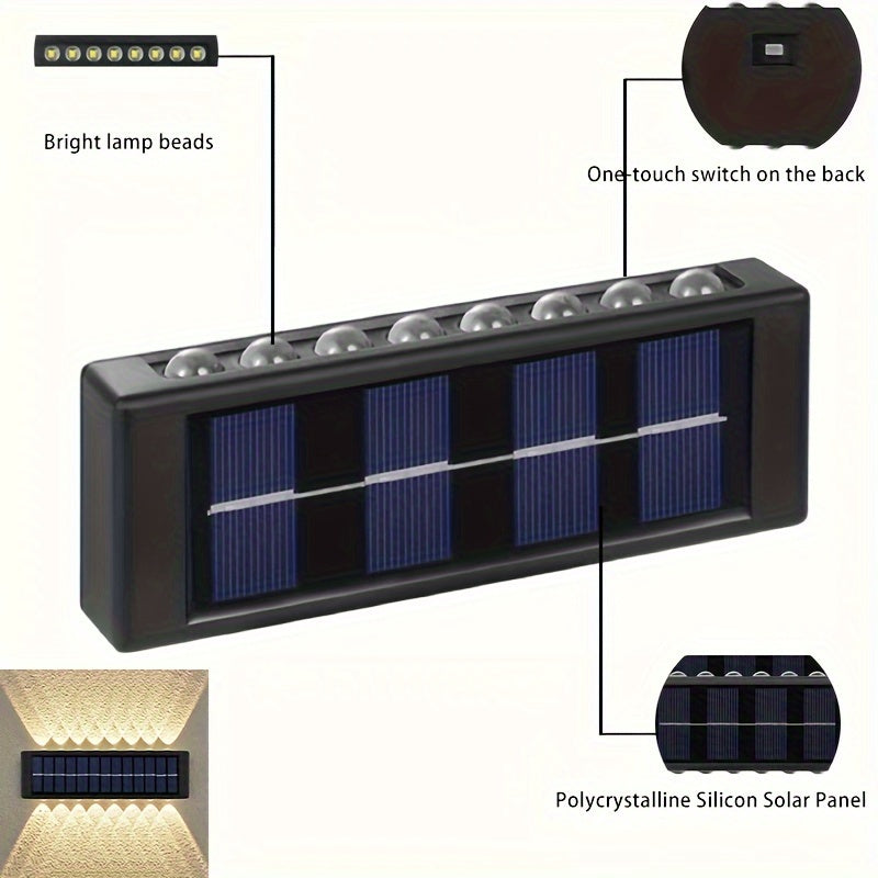 Lot de 2 appliques murales solaires LED IP44, faisceau haut et bas