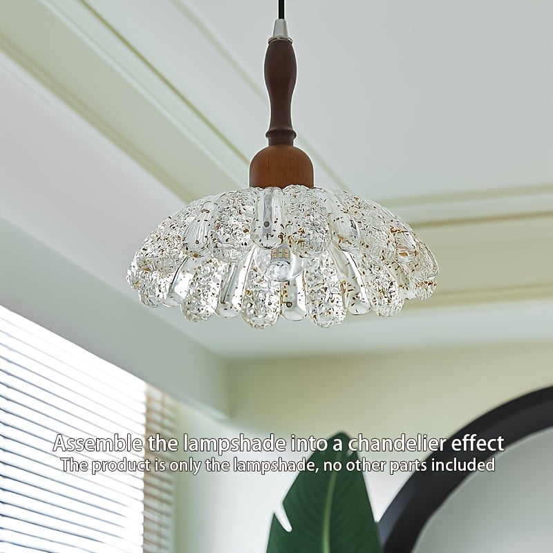 Abat-jour fleur de lotus translucide à paillettes dorées, Ø 25 cm