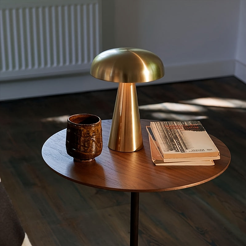 Lampe champignon sans fil en métal brossé, batterie 1800 mAh