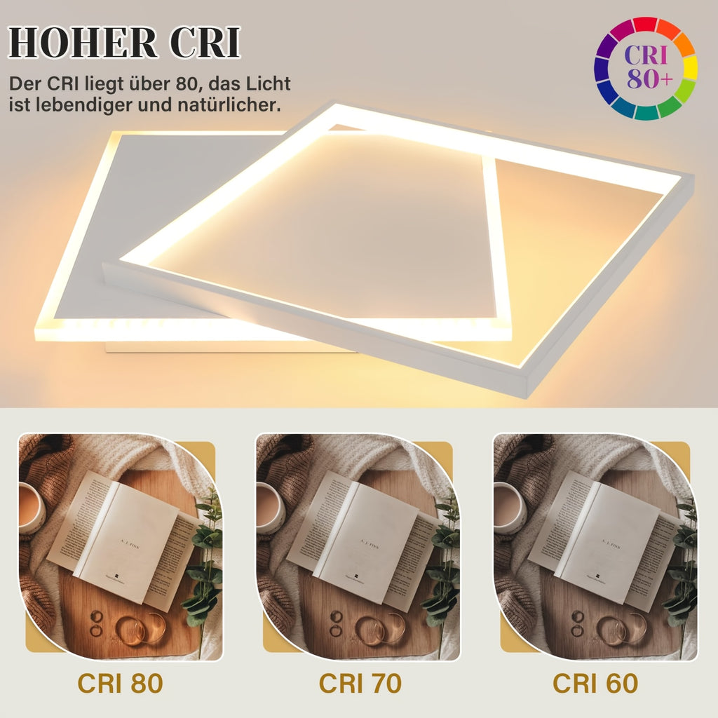 Plafonnier LED à deux carrés superposés de 30 cm, 44 W, noir ou blanc