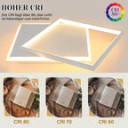 Plafonnier LED à deux carrés superposés de 30 cm, 44 W, noir ou blanc