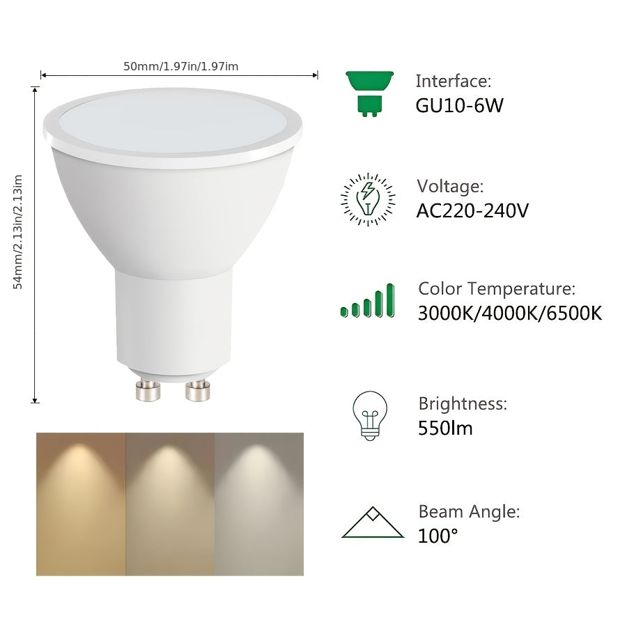 Ampoule LED GU10 6 W, 550 lumens, IRC 80, blanc chaud ou neutre