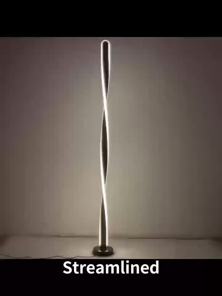Lampadaire LED torsadé de 121 cm, ruban lumineux sur socle rond