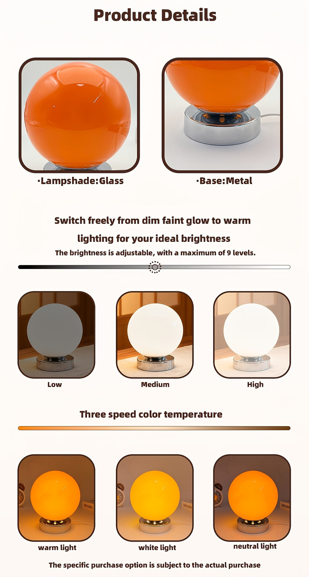 Lampe boule en verre rose sur socle chromé, USB et variateur