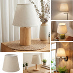 Abat-jour conique en toile de lin beige pour lampe et applique