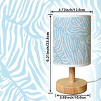 Petite lampe de chevet USB, toile à zébrures bleu ciel sur bois