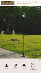 Lampadaire solaire de jardin 210 cm à lanterne classique noire