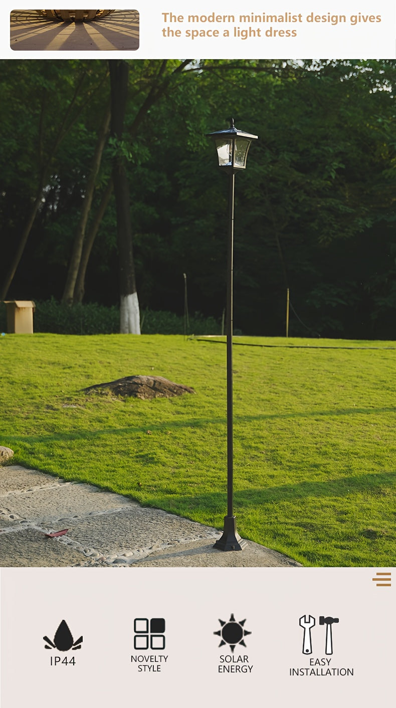 Lampadaire solaire de jardin 210 cm à lanterne classique noire