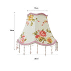Abat-jour cloche imprimé de roses, galon et pampilles roses, Ø 25 cm