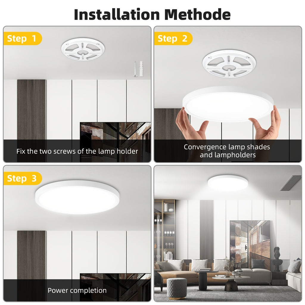 Plafonnier LED rond ultra-fin Ø 40 cm, 48 W blanc froid, lot de 4