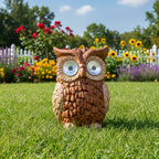 Lampe solaire hibou en résine pour jardin, yeux lumineux, 19,5 cm