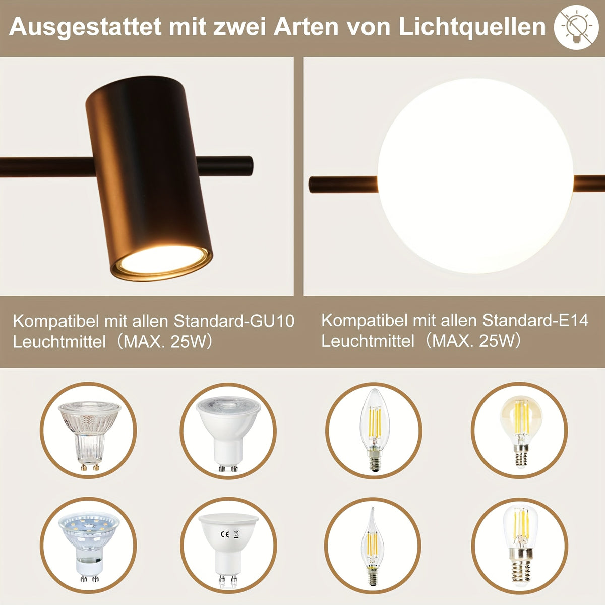 Plafonnier globe en verre opalin et spot GU10 orientable