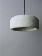Abat-jour cylindre texture pierre blanc crème, esprit méditerranéen