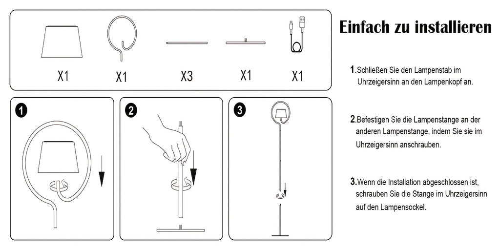 Lampadaire blanc sans fil à anneau, batterie 1800 mAh et solaire