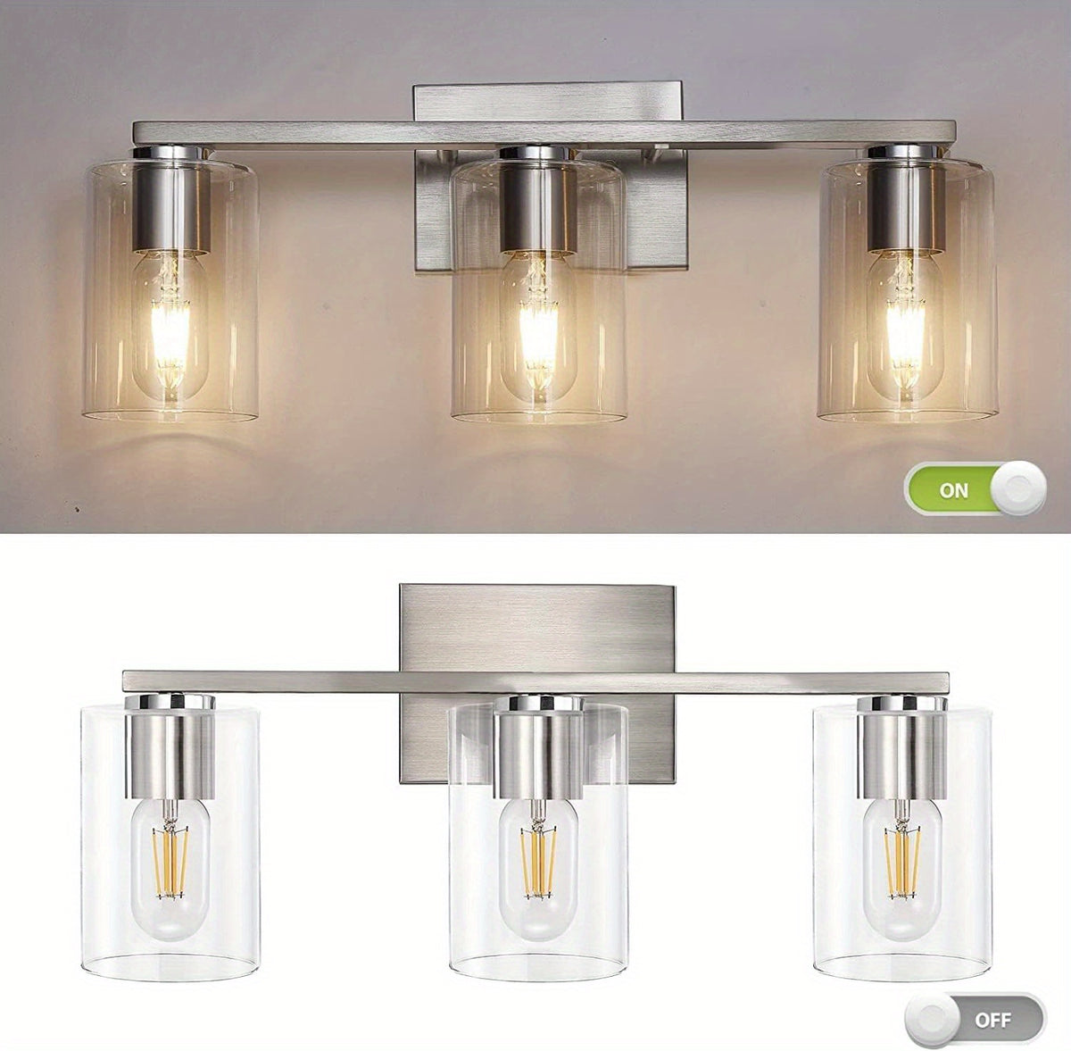 Lot de 3 cylindres de remplacement en verre transparent, Ø 9 cm