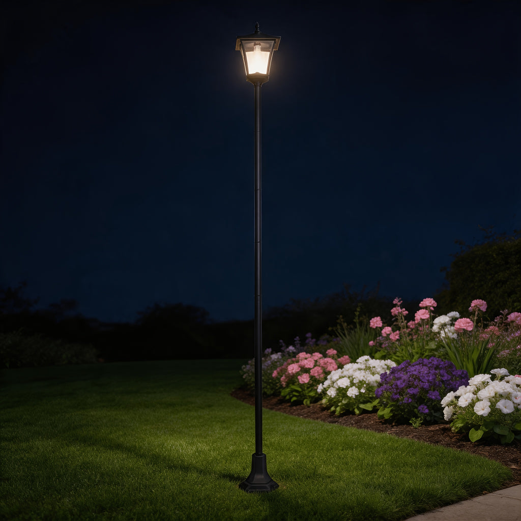 Lampadaire solaire de jardin 210 cm à lanterne classique noire