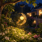 Suspension solaire croissant de lune et chat, globe craquelé doré
