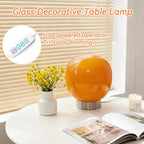 Lampe de chevet globe en verre coloré, socle métal, USB, 19 cm