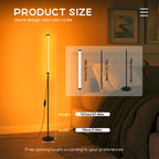 Lampadaire tube LED RVB modulable sur tige noire, jusqu'à 121 cm