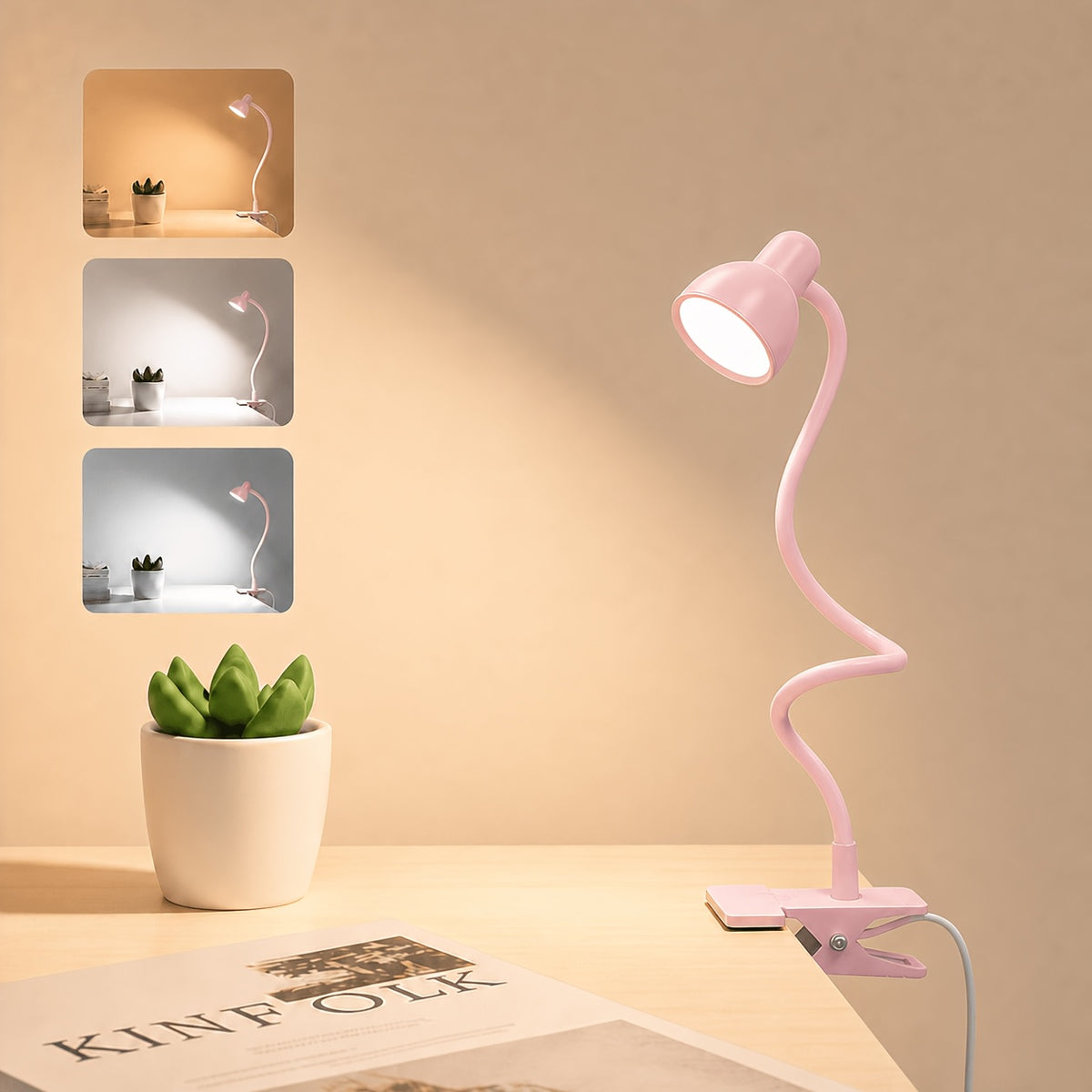 Une lampe à pince colorée de bout en bout