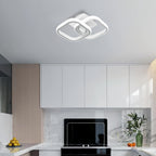 Plafonnier LED à deux carrés entrelacés, noir ou blanc, 29 cm