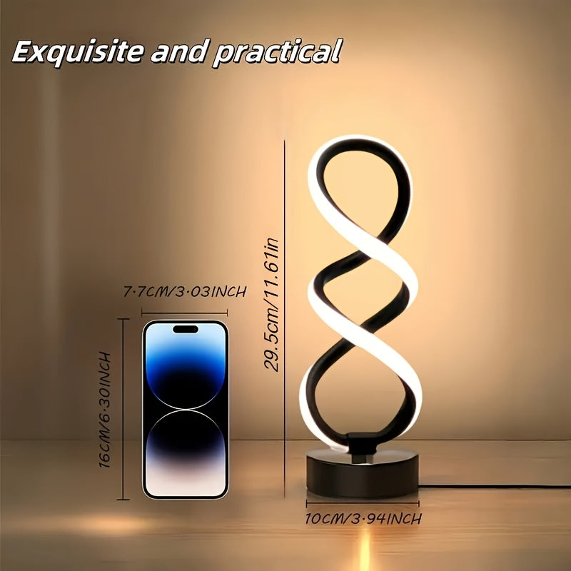 Lampe de bureau LED en double spirale, noire, blanche ou dorée