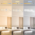 Plafonnier LED 100 cm à quatre anneaux, blanc à variateur ou noir