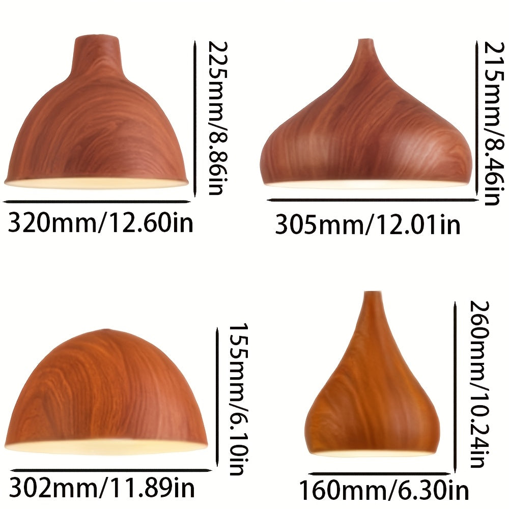 Abat-jour de suspension cloche effet bois, Ø 32 cm, deux teintes