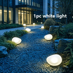 Galet lumineux solaire de 14 cm, lumière chaude pour massif