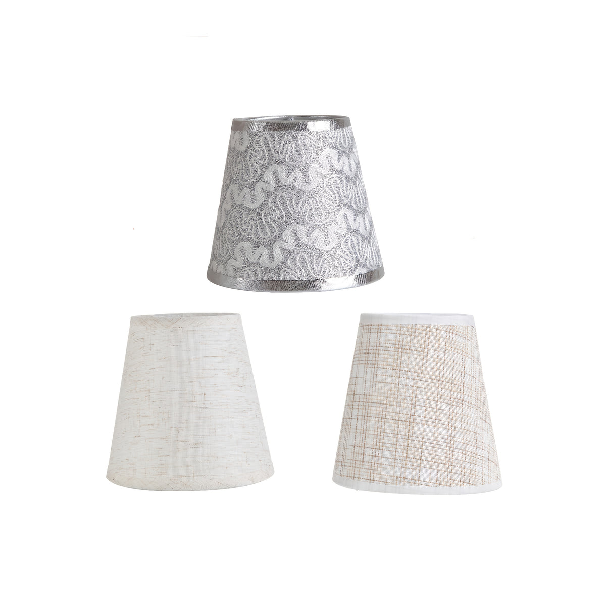 Lot de 2 petits abat-jour à pince, beige, argenté ou blanc, 14 cm