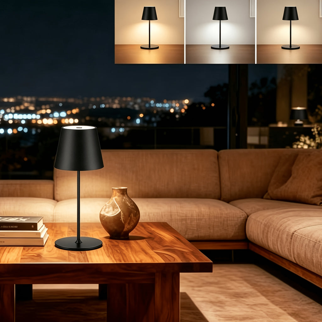 Lot de 2 lampes de table sans fil en métal, trois teintes, tactiles