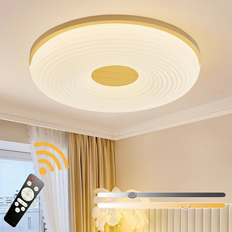 Plafonnier LED rond Ø 40 cm à télécommande, diffuseur ondulé