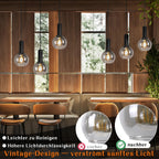 Suspension 3 globes en verre fumé sur barre noire, style vintage